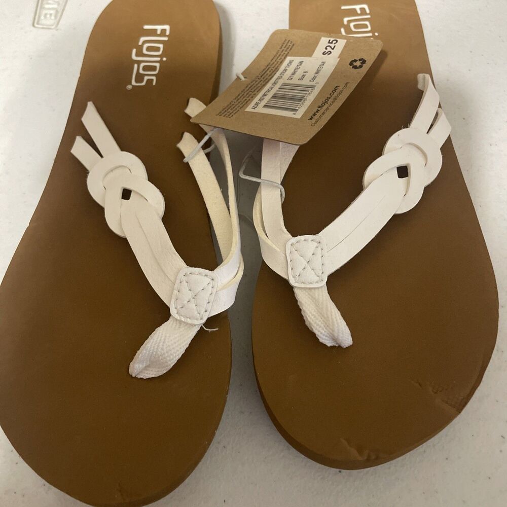 FLOJOS US SIZE 6 Sandals  Flip Flops Azure Asymmetrical Knotted Strap New